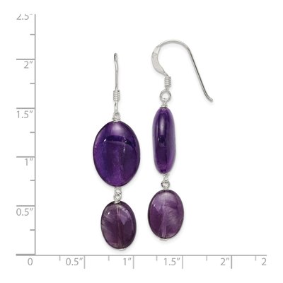 Sterling Silver Amethyst Oval Dangle Earrings – view 5