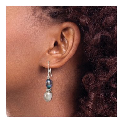 Sterling Silver Grey & Black Pearl Dangle Earrings – view 4