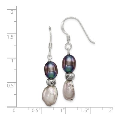 Sterling Silver Grey & Black Pearl Dangle Earrings – view 5