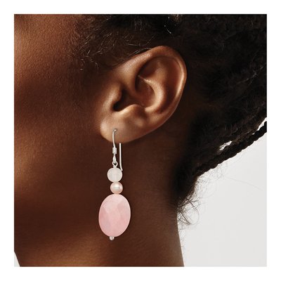 Sterling Silver Pink Freshwater Cultured Pearl Dangle Earrings – view 4