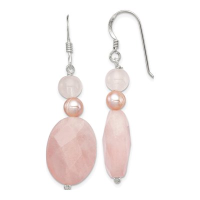 Sterling Silver Pink Freshwater Cultured Pearl Dangle Earrings