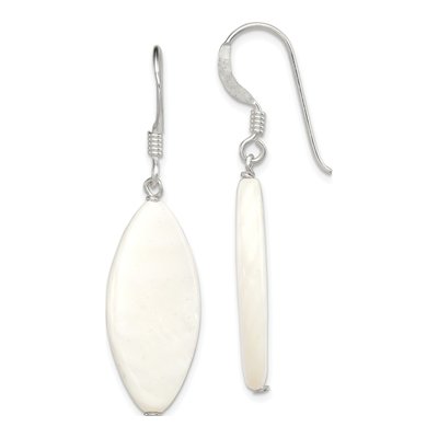 Sterling Silver Mother of Pearl Marquise Dangle Earrings