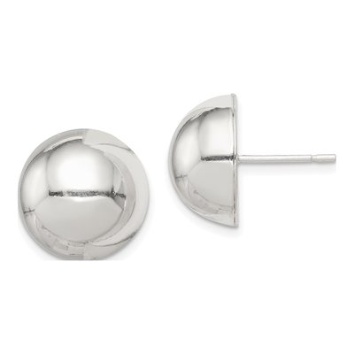 Sterling Silver Button Stud Earrings