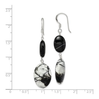 Sterling Silver Black Sardonyx Zebra Jasper Dangle Earrings – view 5
