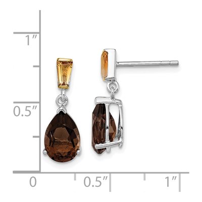 Sterling Silver Smoky Quartz & Citrine Dangle Earrings – view 5