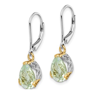 Sterling Silver Prasiolite Leverback Earrings – view 3
