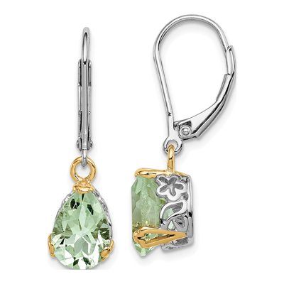 Sterling Silver Prasiolite Leverback Earrings