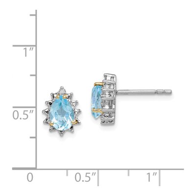 Sterling Silver Sky Blue Topaz & Diamond Brilliant Stud Earrings – view 5