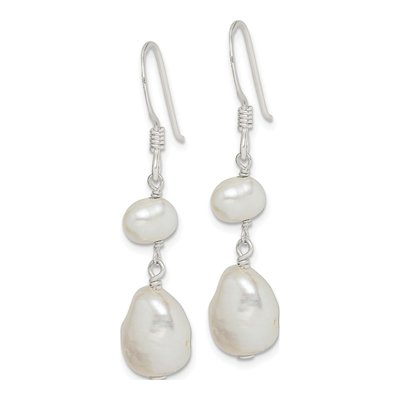 Sterling Silver Freshwater Cultured Pearl Baroque Dangle Earrings – view 3