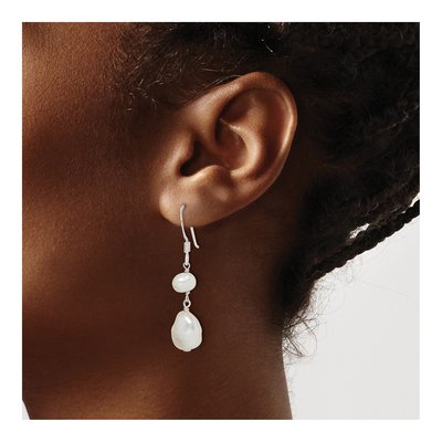 Sterling Silver Freshwater Cultured Pearl Baroque Dangle Earrings – view 4