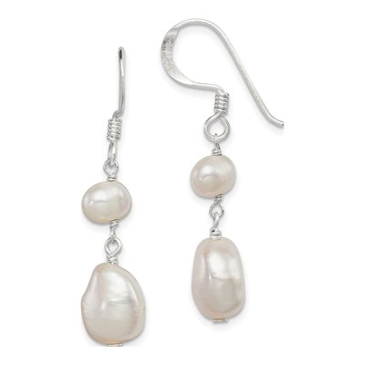 Sterling Silver Freshwater Cultured Pearl Baroque Dangle Earrings