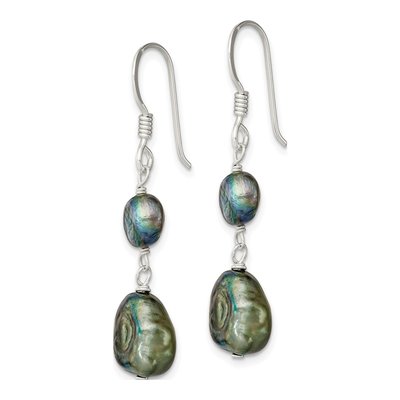 Sterling Silver Black Freshwater Cultured Pearl Baroque Dangle Earrings – view 3