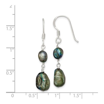 Sterling Silver Black Freshwater Cultured Pearl Baroque Dangle Earrings – view 5