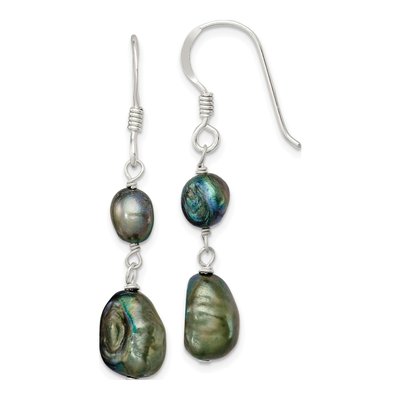 Sterling Silver Black Freshwater Cultured Pearl Baroque Dangle Earrings