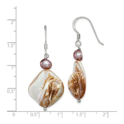 Sterling Silver Brown Freshwater Cultured Pearl & Mother of Pearl Dangle Earrings – view 4
