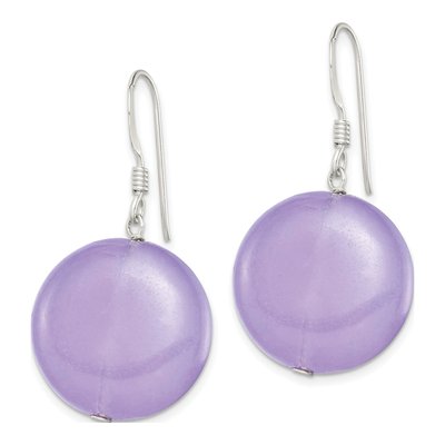 Sterling Silver Lavender Jade Circle Dangle Earrings – view 3