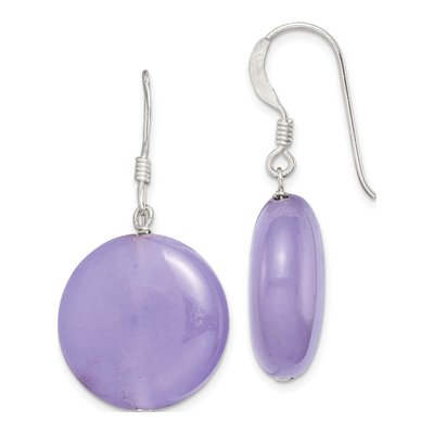 Sterling Silver Lavender Jade Circle Dangle Earrings