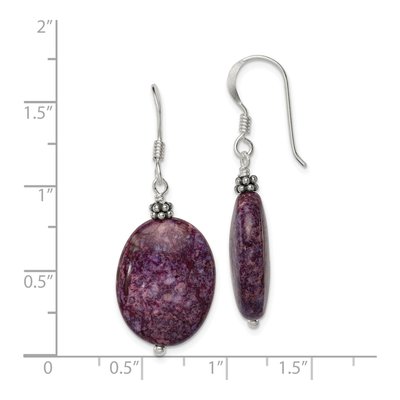 Sterling Silver Purple Charoite Oval Dangle Earrings – view 5