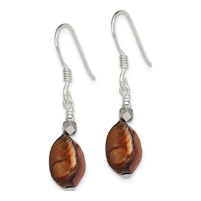 Sterling Silver Brown Freshwater Cultured Pearl Dangle Earrings – view 3