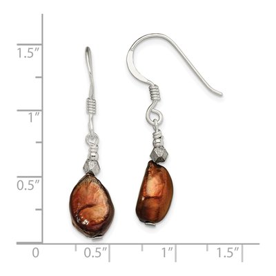 Sterling Silver Brown Freshwater Cultured Pearl Dangle Earrings – view 5