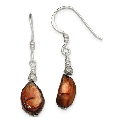 Sterling Silver Brown Freshwater Cultured Pearl Dangle Earrings