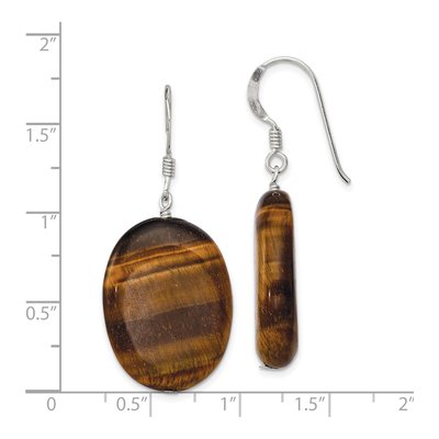 Sterling Silver Tiger's Eye Oval Dangle Earrings – view 5