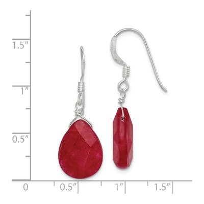Sterling Silver Red Jade Teardrop Dangle Earrings – view 5
