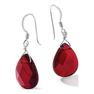 Sterling Silver Red Jade Teardrop Dangle Earrings – view 6
