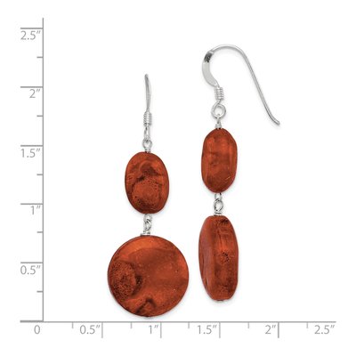Sterling Silver Red Coral Dangle Earrings – view 5