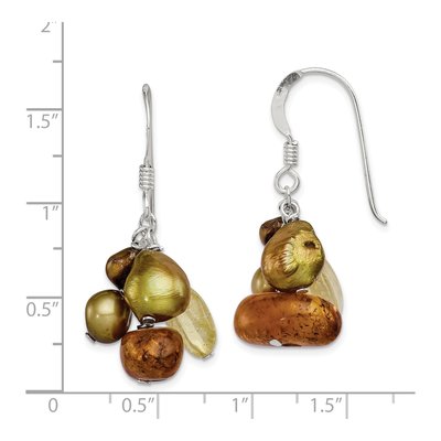 Sterling Silver Freshwater Cultured Pearl & Citrine Amber Dangle Earrings – view 5