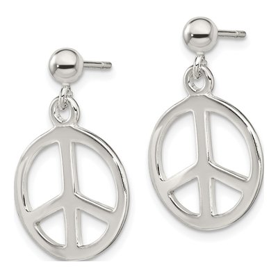 Sterling Silver Peace Sign Dangle Earrings – view 3