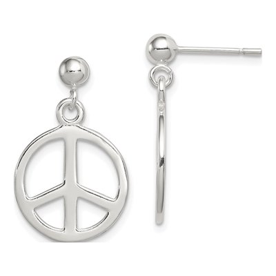 Sterling Silver Peace Sign Dangle Earrings