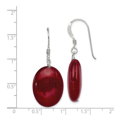 Sterling Silver Red Jade Oval Dangle Earrings – view 5