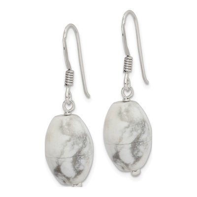 Sterling Silver Oval Howlite Dangle Earrings – view 3
