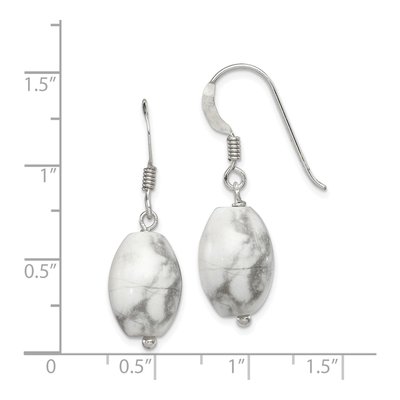 Sterling Silver Oval Howlite Dangle Earrings – view 5