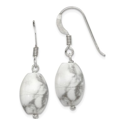 Sterling Silver Oval Howlite Dangle Earrings