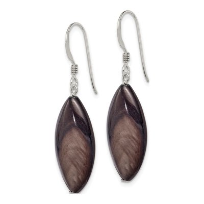 Sterling Silver Grey Mother of Pearl Marquise Earrings – view 2