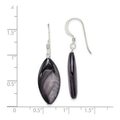 Sterling Silver Grey Mother of Pearl Marquise Earrings – view 4