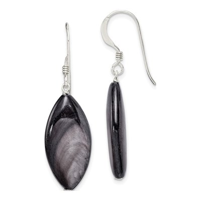 Sterling Silver Mother of Pearl Marquise Dangle Earrings
