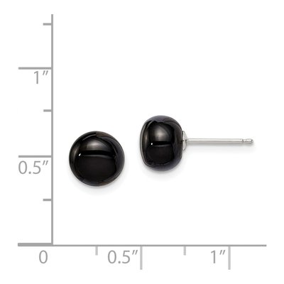 Sterling Silver Agate Button Stud Earrings – view 5