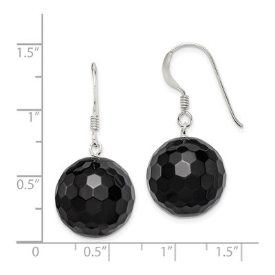 Sterling Silver Onyx Faceted Dangle Earrings – view 5