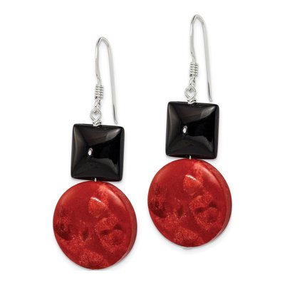 Sterling Silver Agate Coral Dangle Earrings – view 3