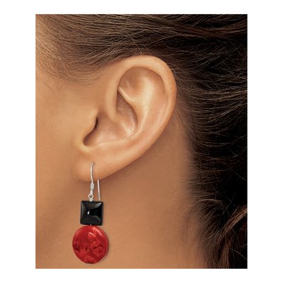 Sterling Silver Agate Coral Dangle Earrings – view 4