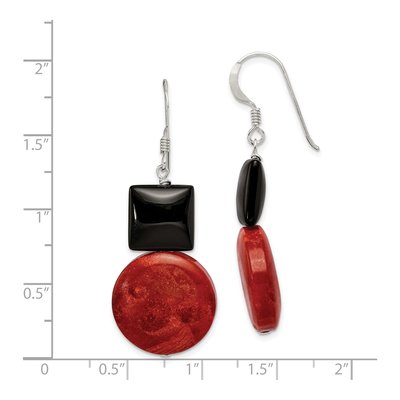 Sterling Silver Agate Coral Dangle Earrings – view 5