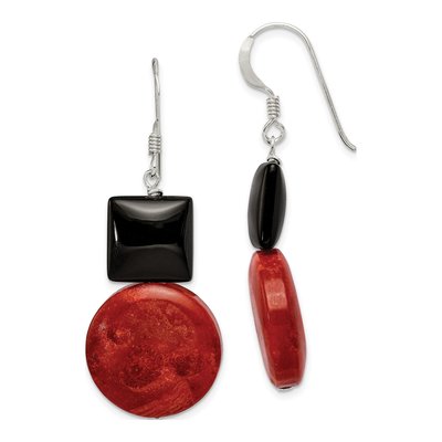 Sterling Silver Agate Coral Dangle Earrings