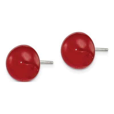 Sterling Silver Carnelian Button Stud Earrings – view 3