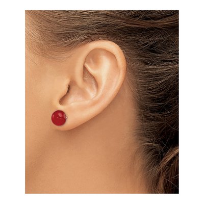 Sterling Silver Carnelian Button Stud Earrings – view 4