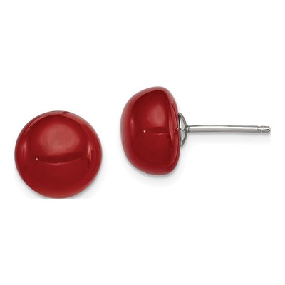 Sterling Silver Carnelian Button Stud Earrings