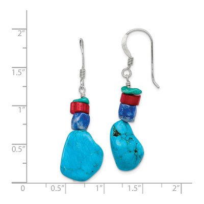 Sterling Silver Turquoise Coral Dangle Earrings – view 5