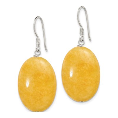 Sterling Silver Jade Oval Dangle Earrings – view 3